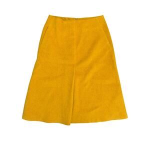 COS Wool Mohair A-Line Midi Skirt Women’s Sz 10 US 40 EUR Mustard Yellow Office